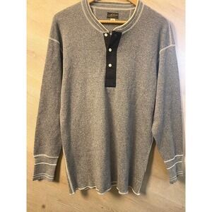 Militora The Longline Henley Contrast Collar Long Sleeve Textured Grey Men 44/L